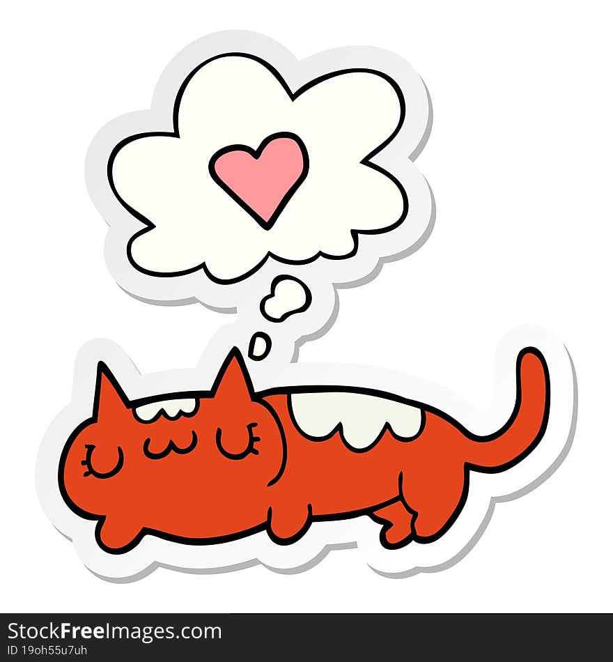 cartoon cat with thought bubble as a printed sticker