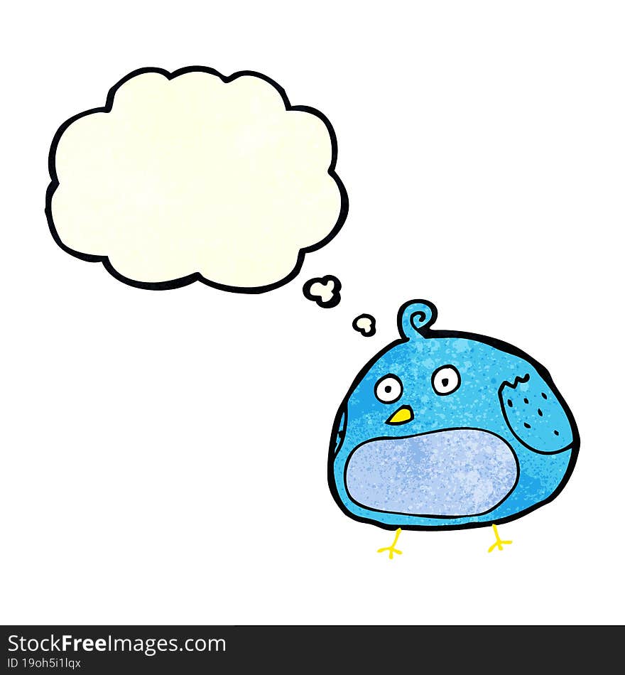 Cartoon Fat Bird With Thought Bubble