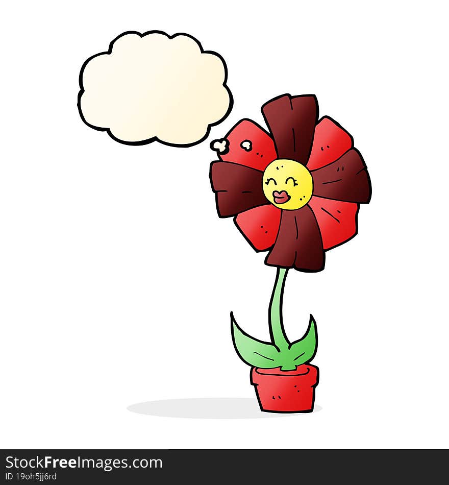 cartoon flower with thought bubble