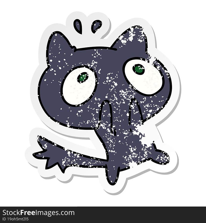 distressed sticker cartoon kawaii of a shocked cat