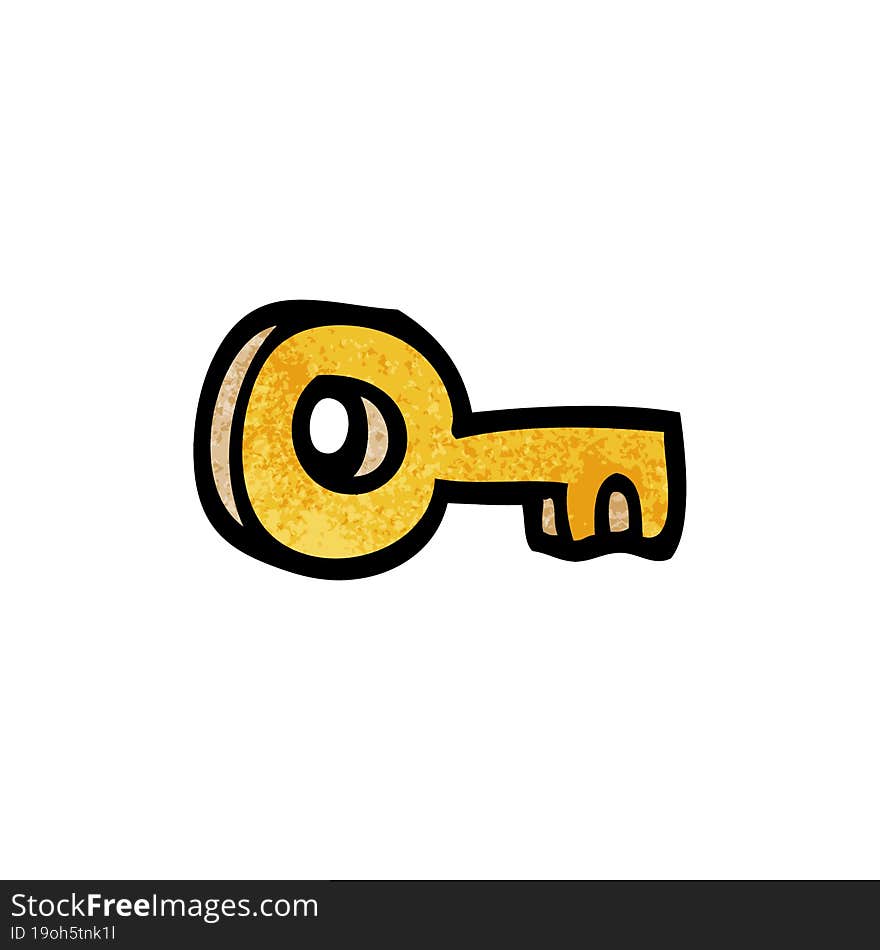 cartoon doodle gold key