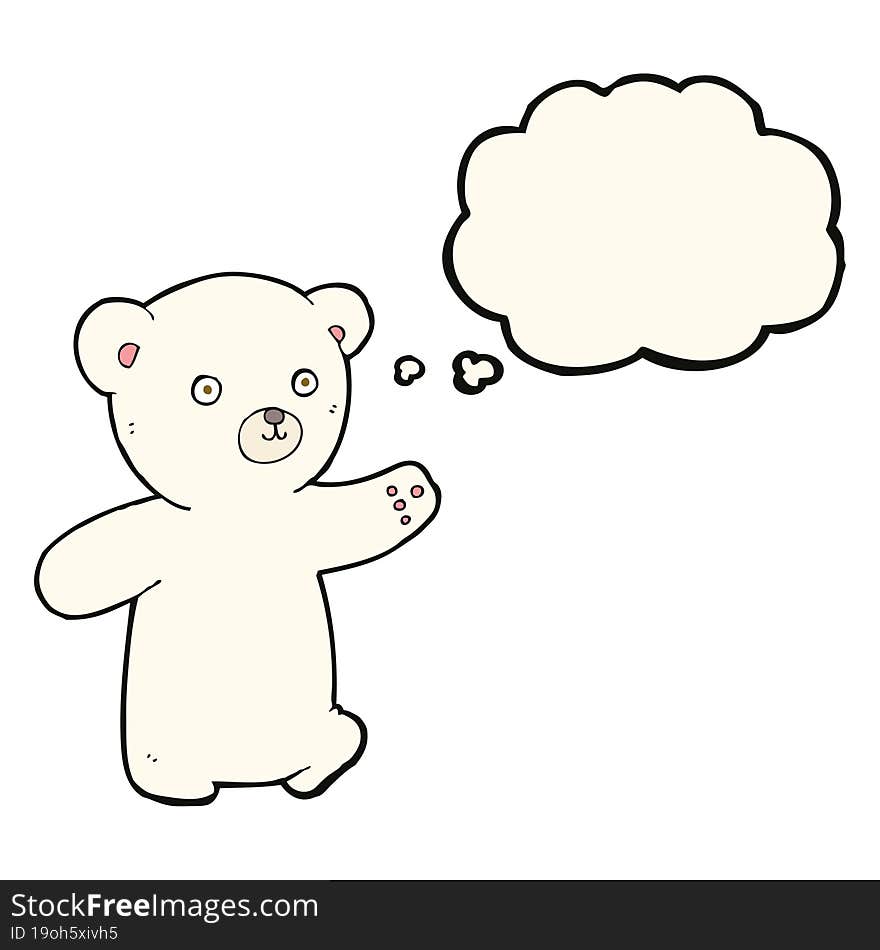 cartoon polar bear cub with thought bubble