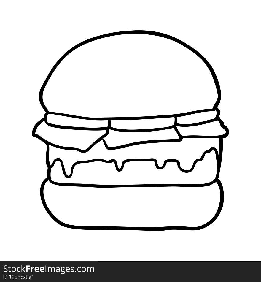 line drawing of a stacked burger. line drawing of a stacked burger