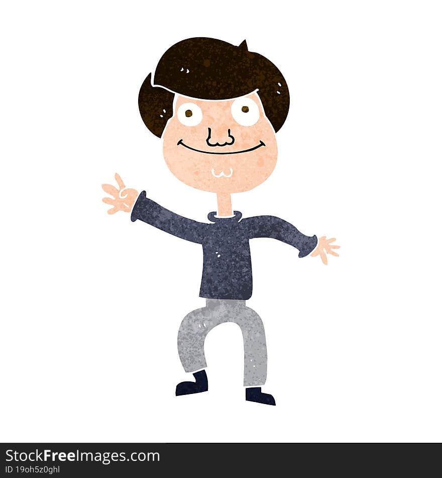 Cartoon Happy Man Waving