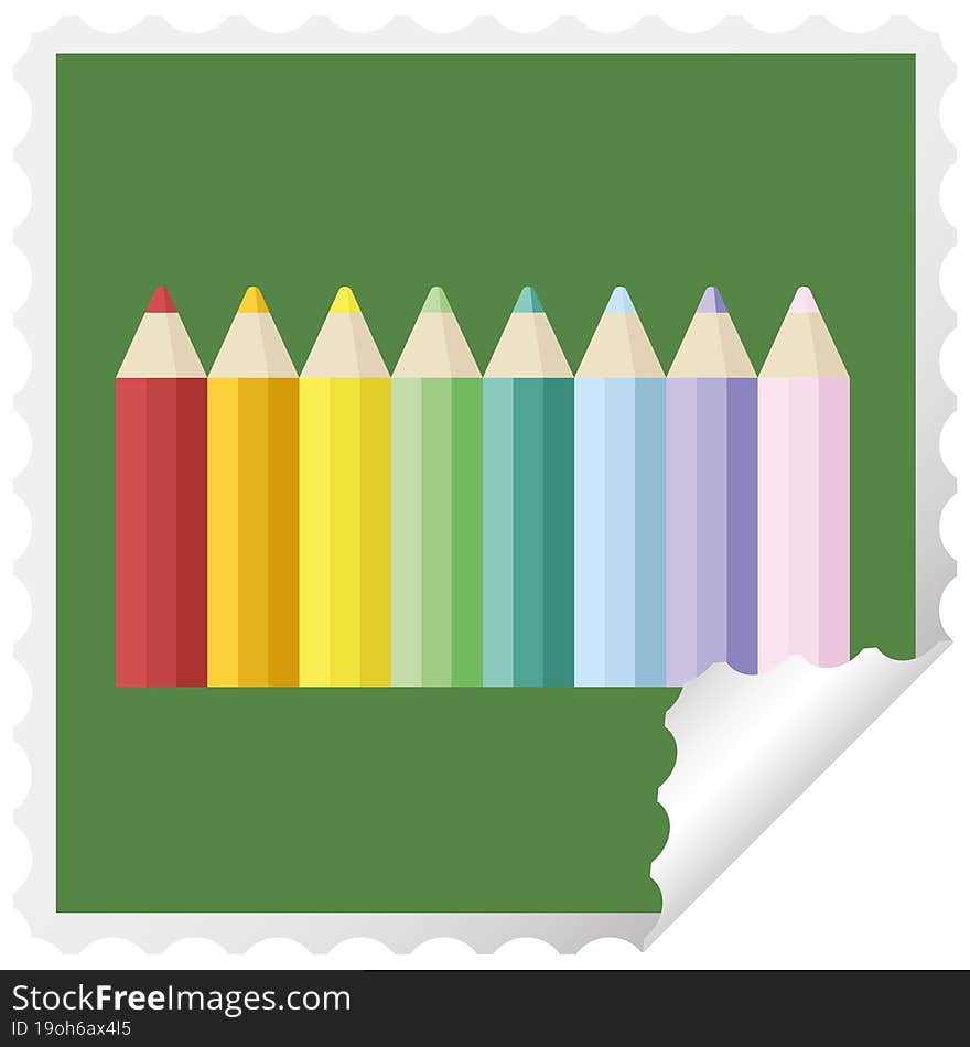 color pencils graphic vector illustration square sticker stamp