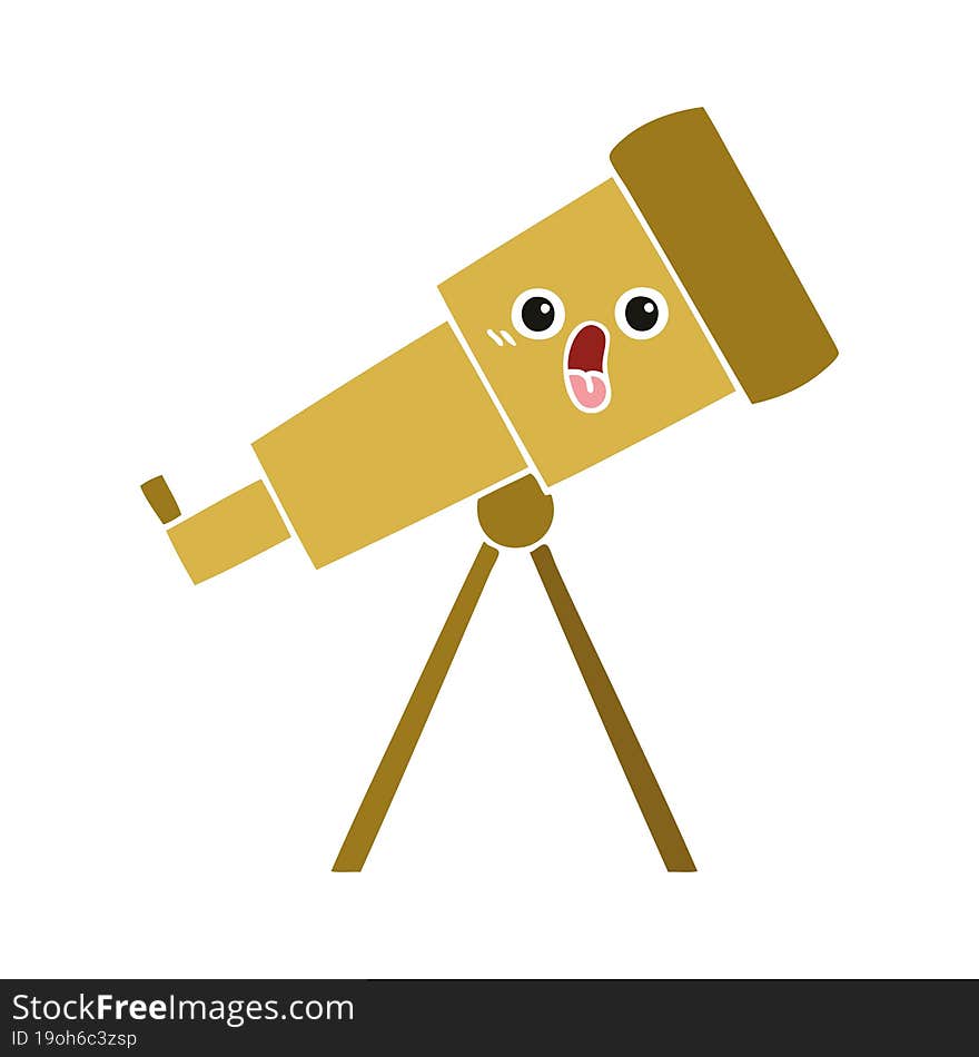 Flat Color Retro Cartoon Telescope