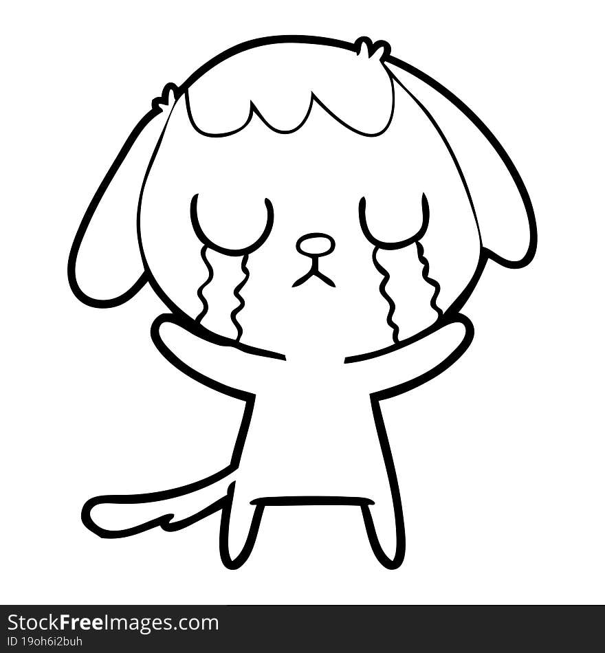 cute cartoon dog crying. cute cartoon dog crying