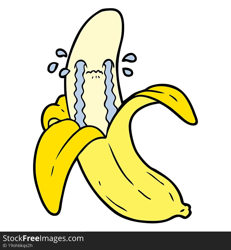 cartoon crying banana. cartoon crying banana