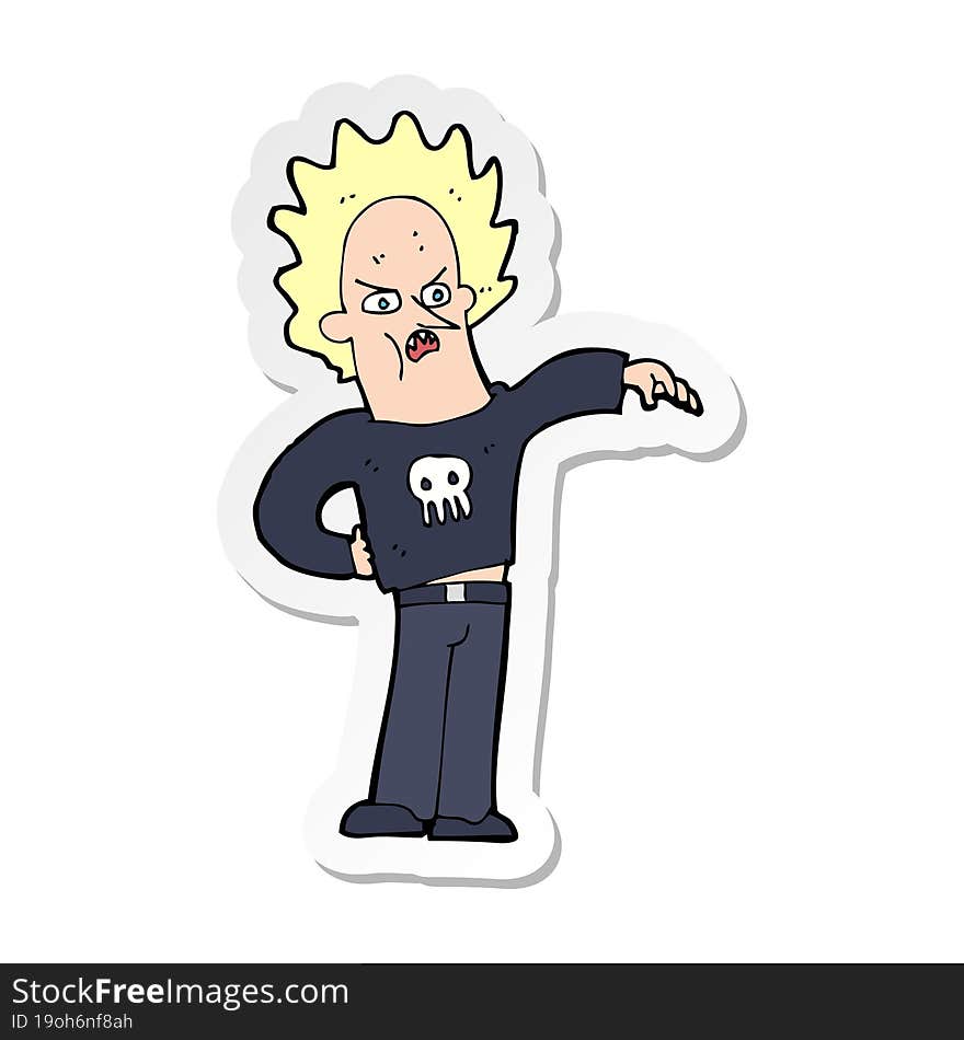 sticker of a cartoon nasty boy