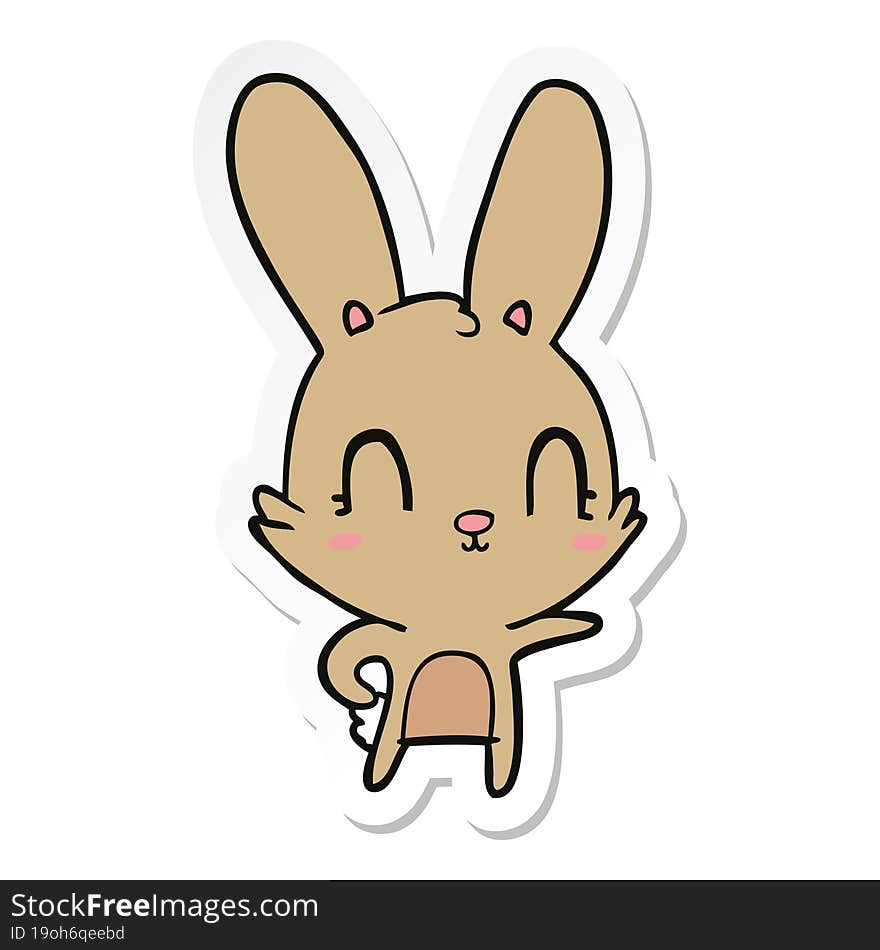 Sticker Of A Cute Cartoon Rabbit