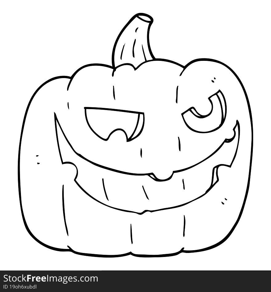 Black And White Cartoon Halloween Pumpkin