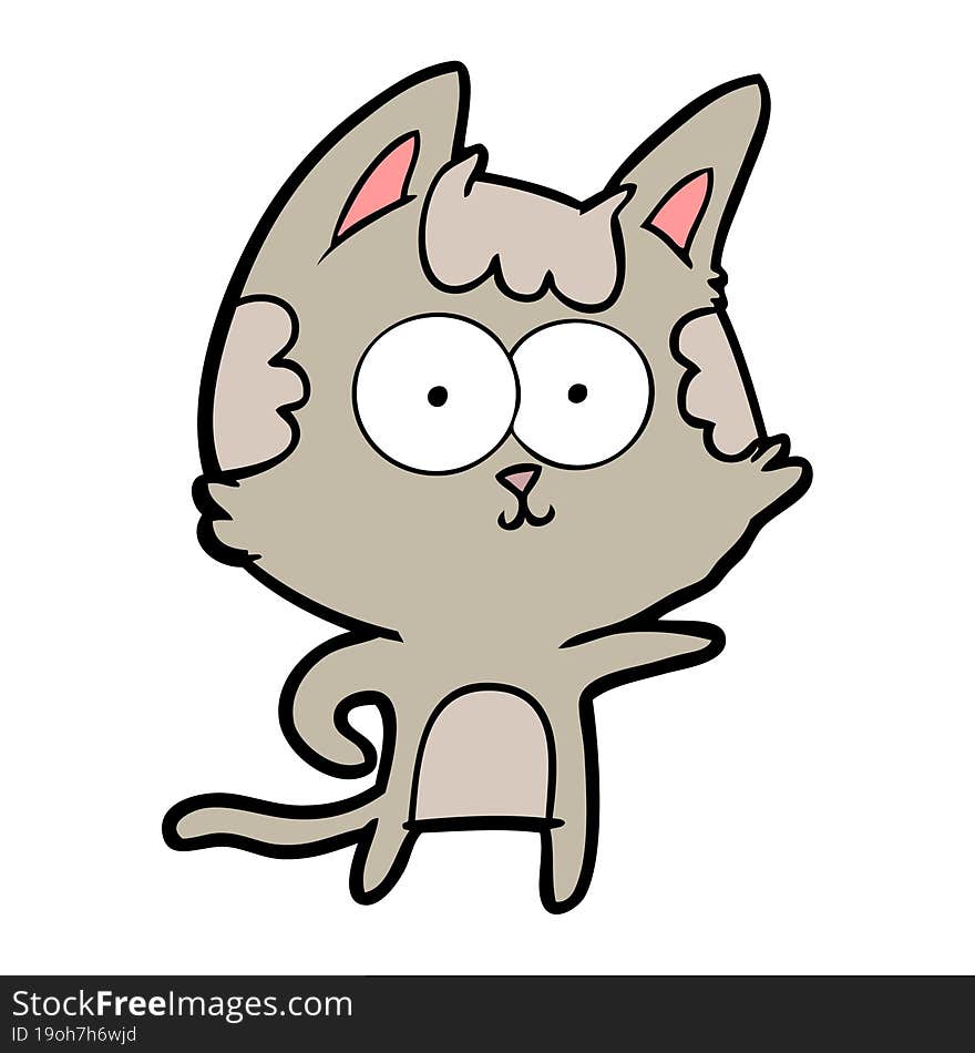 happy cartoon cat pointing. happy cartoon cat pointing