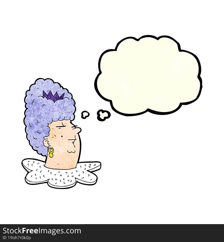 cartoon queen s head with thought bubble