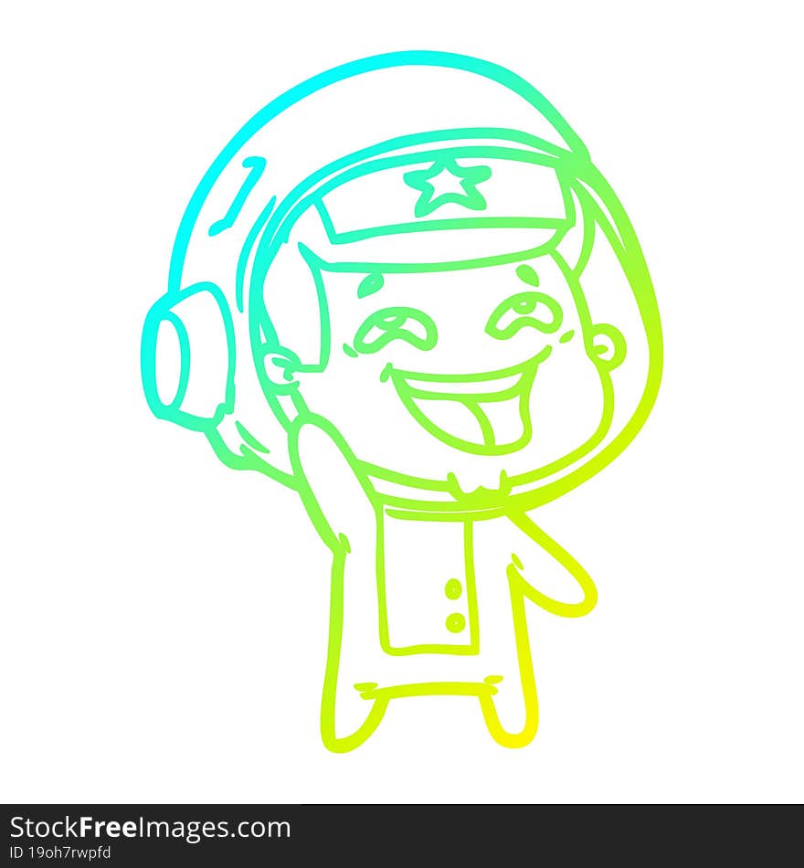 cold gradient line drawing cartoon laughing astronaut