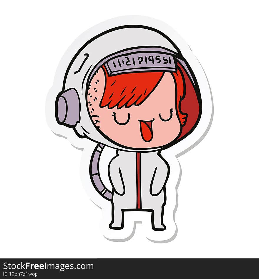 sticker of a cartoon astronaut woman