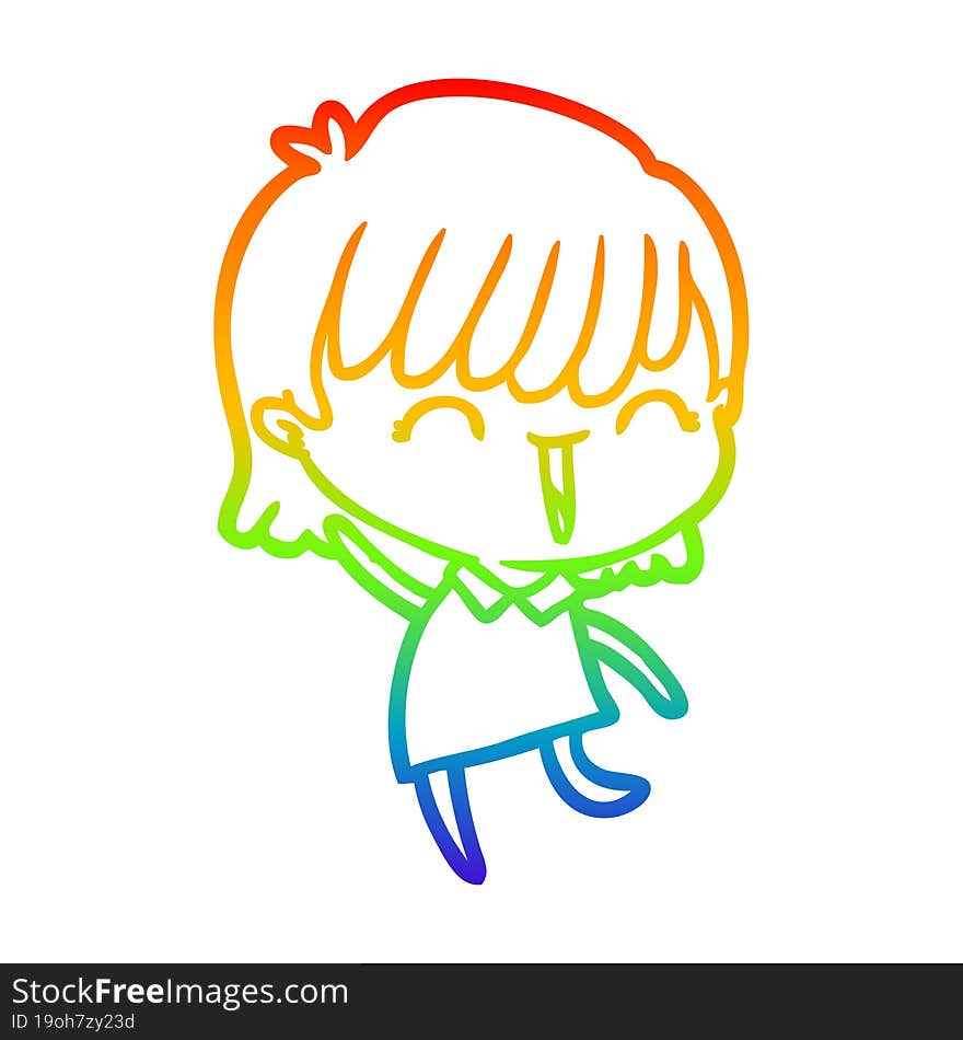 rainbow gradient line drawing of a cartoon woman