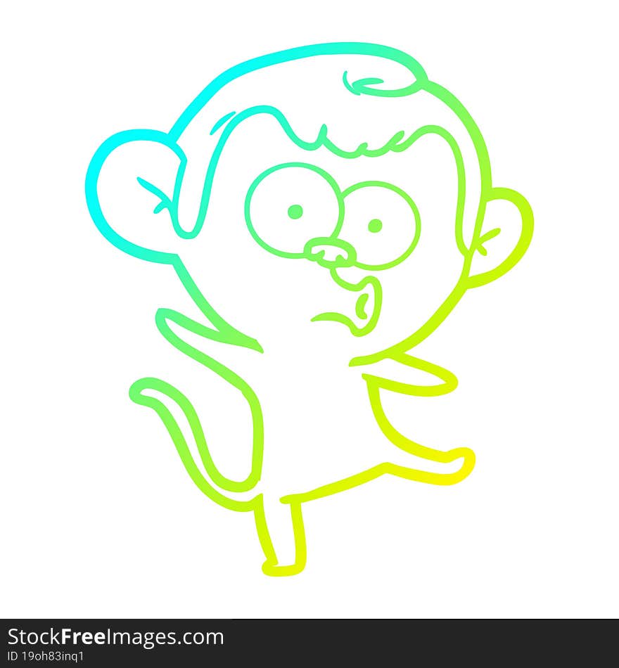 cold gradient line drawing cartoon surprised monkey