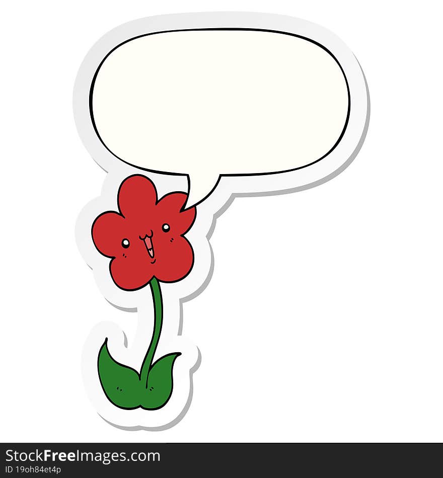 cartoon flower with speech bubble sticker. cartoon flower with speech bubble sticker