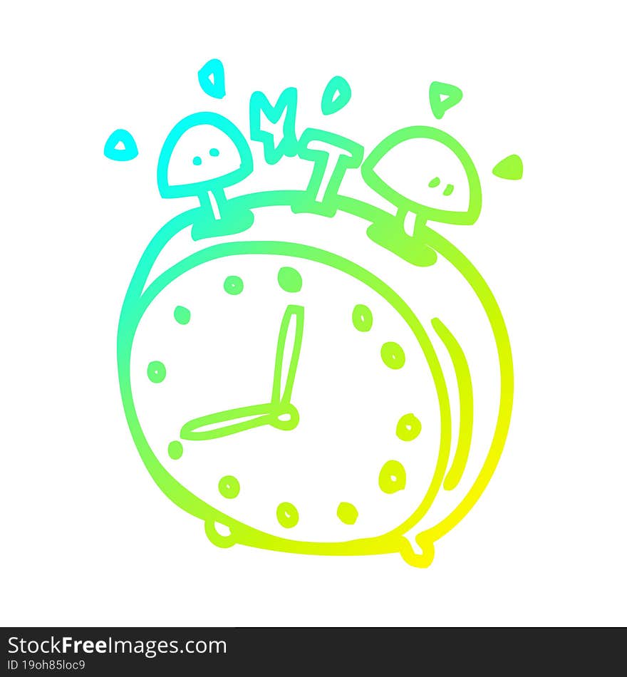 cold gradient line drawing cartoon alarm clock