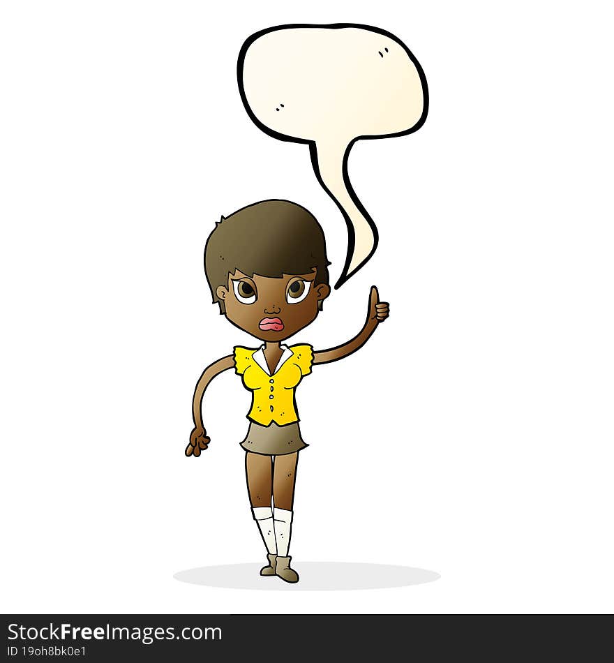 cartoon pretty woman with idea with speech bubble