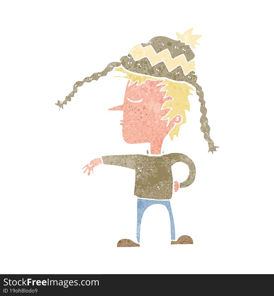 cartoon man wearing winter hat