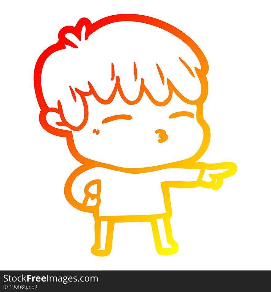 warm gradient line drawing cartoon curious boy