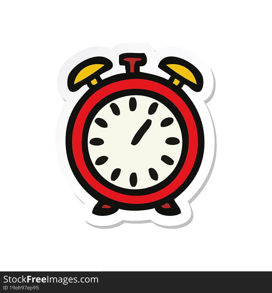 sticker of a cute cartoon alarm clock