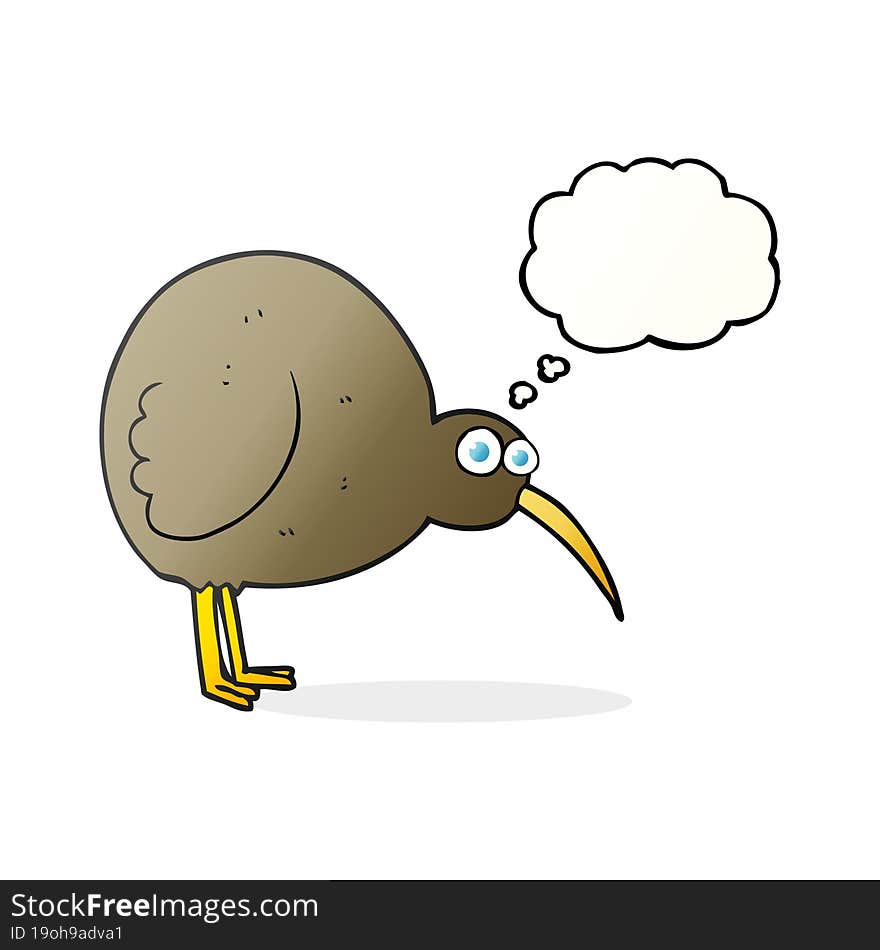 thought bubble cartoon kiwi bird