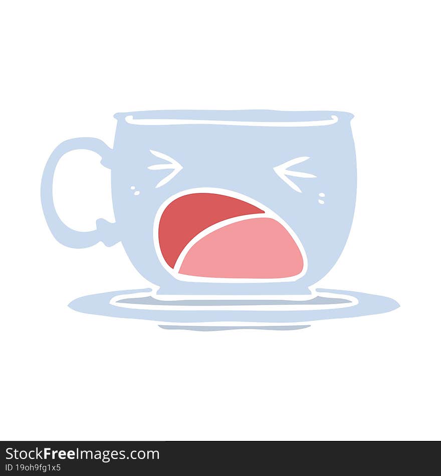 flat color style cartoon shouting tea cup