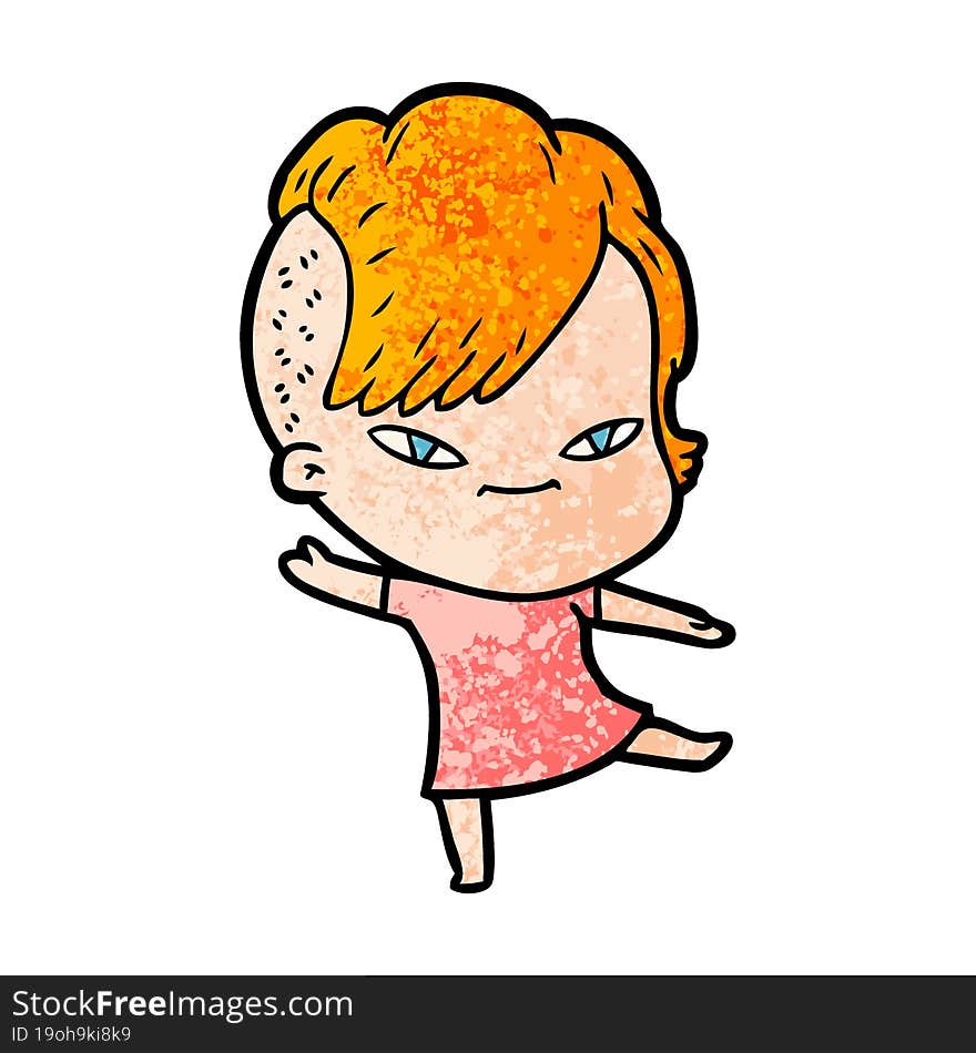 cute cartoon girl with hipster haircut. cute cartoon girl with hipster haircut