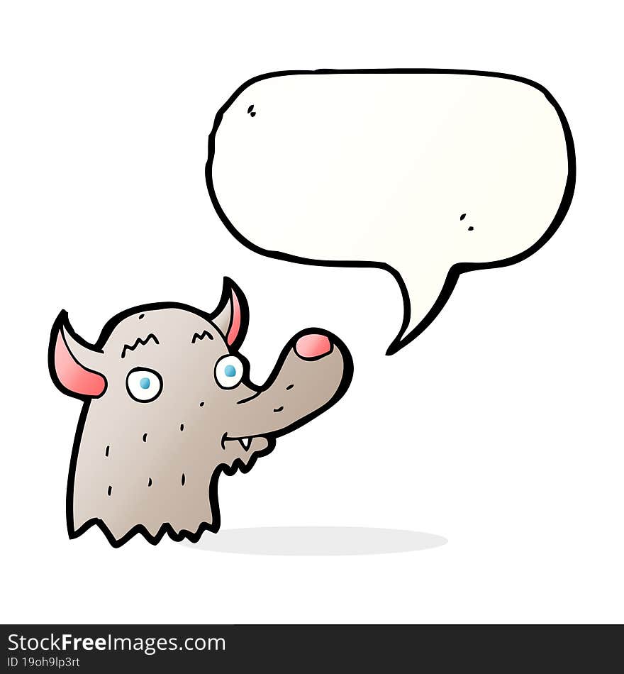 cartoon happy wolf with speech bubble