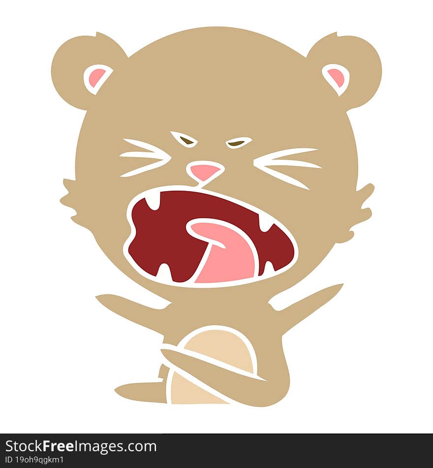 angry flat color style cartoon bear