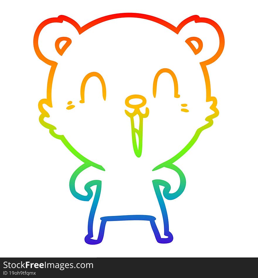 rainbow gradient line drawing happy cartoon bear