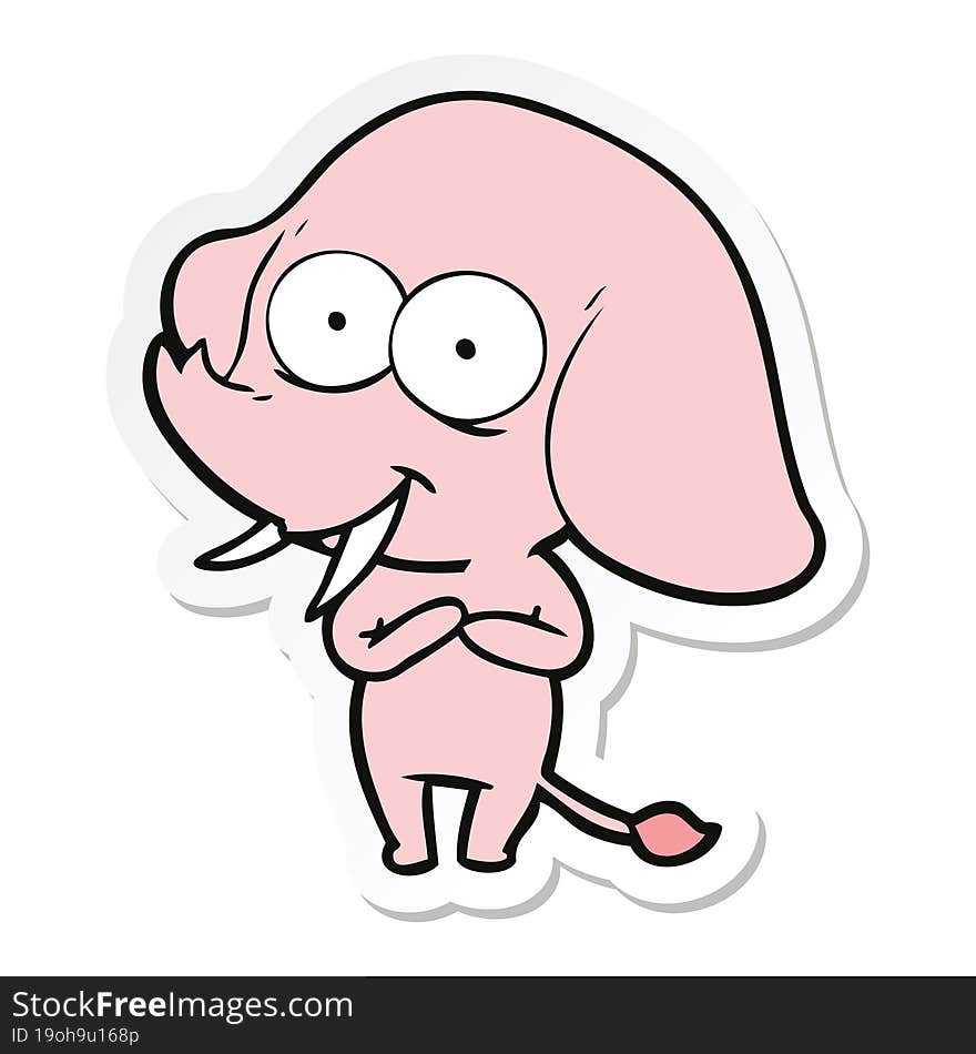 Sticker Of A Happy Cartoon Elephant