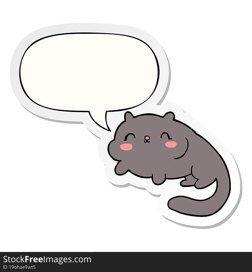 cartoon cat with speech bubble sticker. cartoon cat with speech bubble sticker