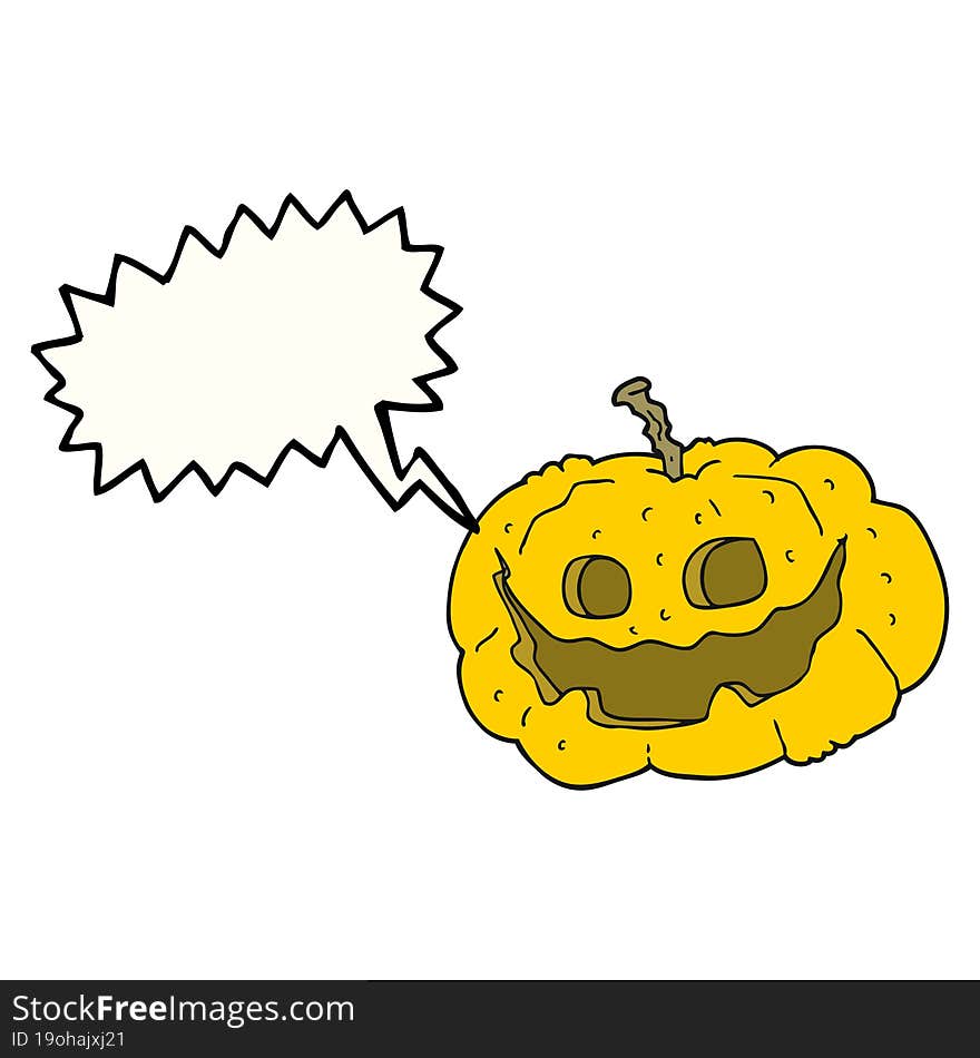 speech bubble cartoon halloween pumpkin