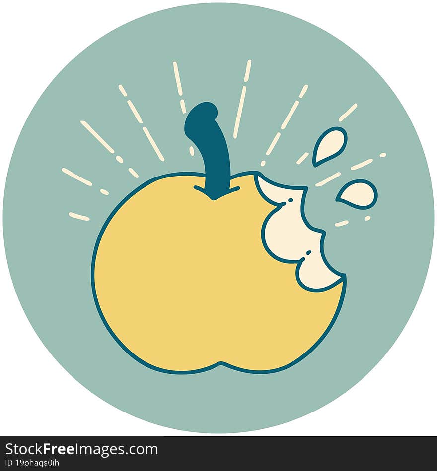 icon of tattoo style bitten apple