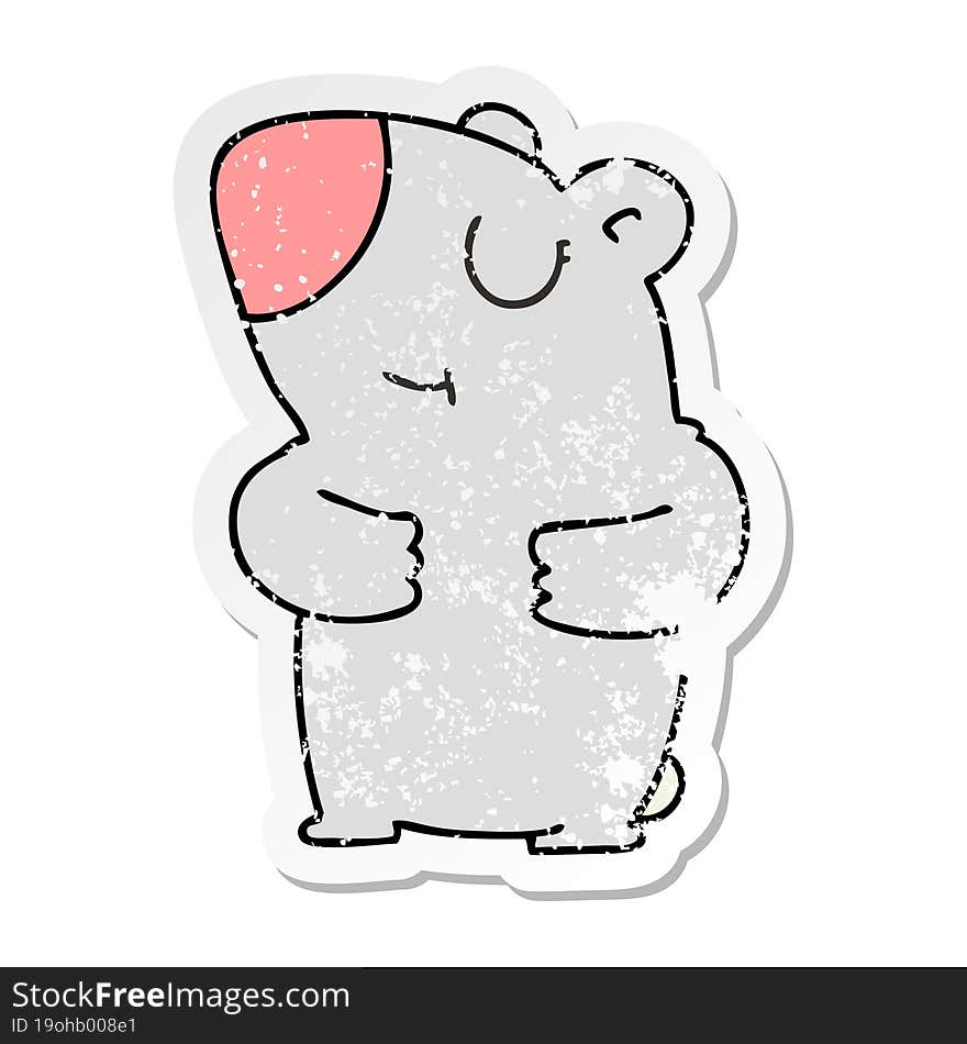 distressed sticker of a quirky hand drawn cartoon bear