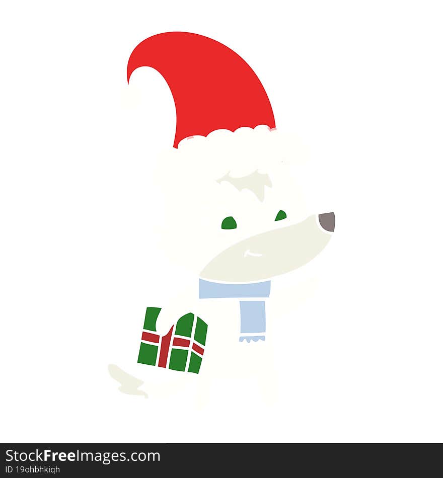 Friendly Flat Color Style Cartoon Christmas Wolf