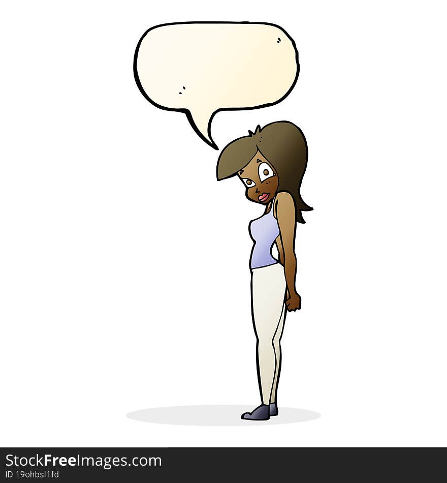 cartoon pretty woman  with speech bubble