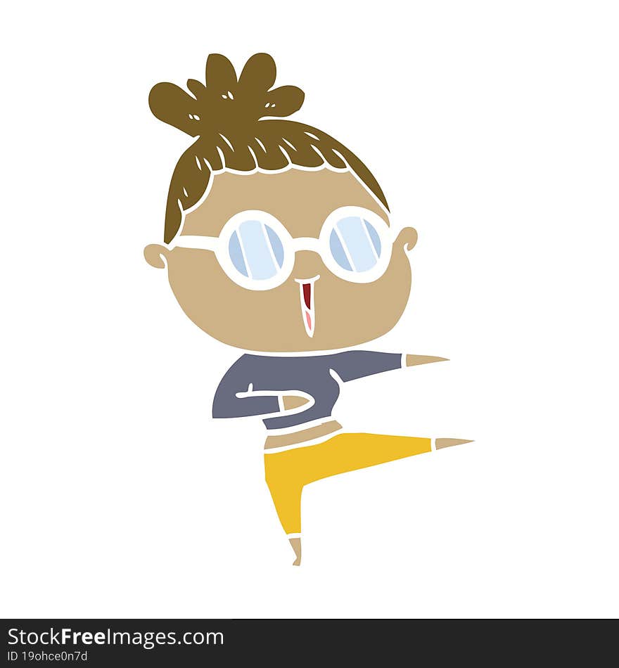 flat color style cartoon woman wearing spectacles