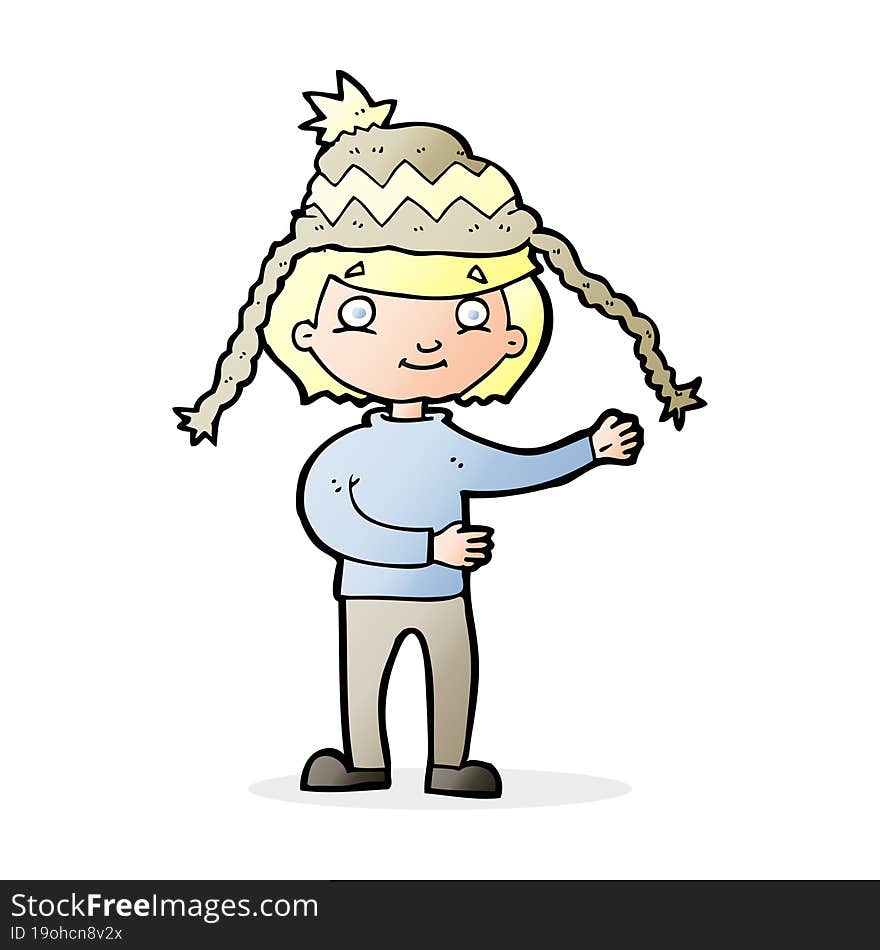 cartoon man wearing winter hat