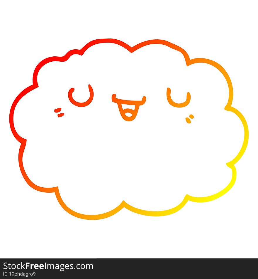 warm gradient line drawing cartoon cloud