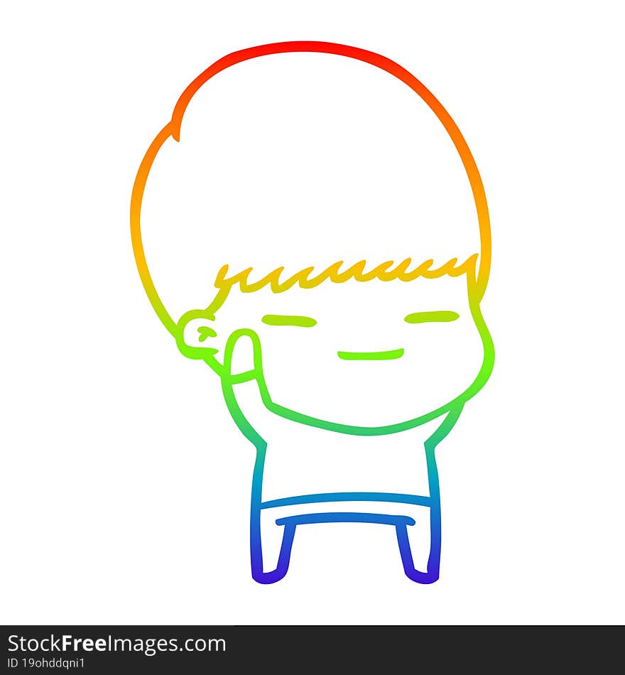 rainbow gradient line drawing cartoon smug boy