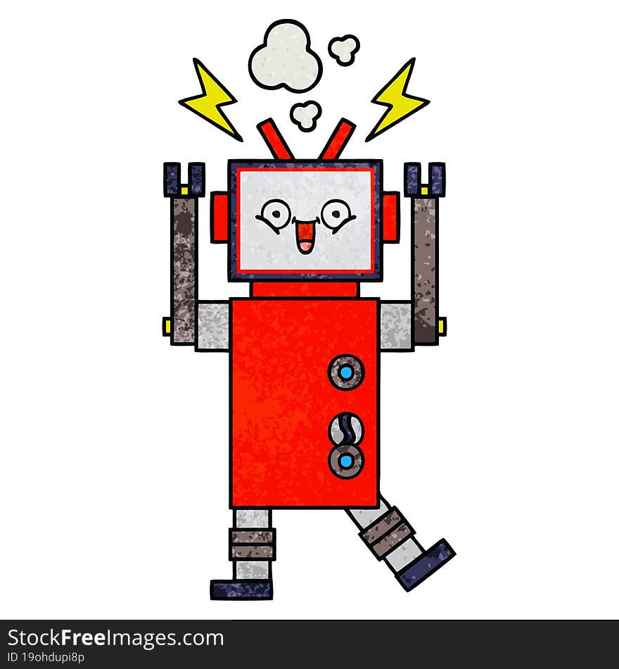 Retro Grunge Texture Cartoon Robot