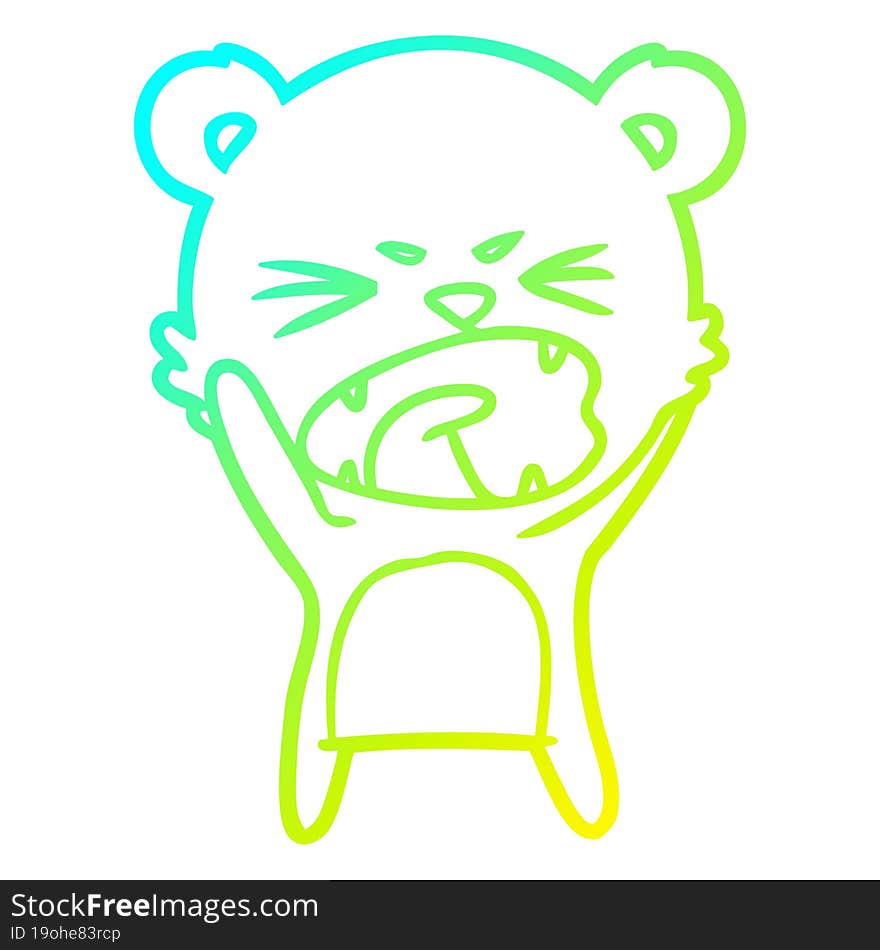 cold gradient line drawing angry cartoon bear shouting