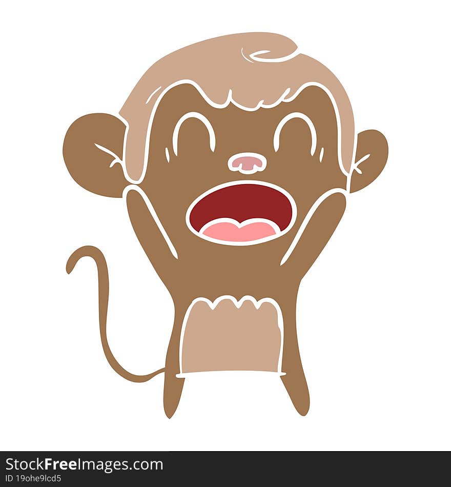 Shouting Flat Color Style Cartoon Monkey