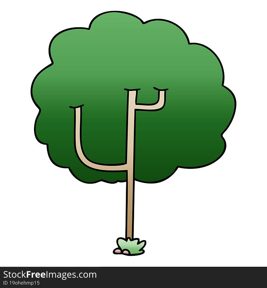 quirky gradient shaded cartoon tree