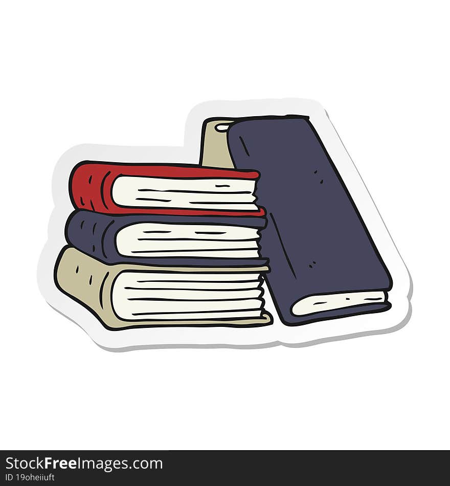 sticker of a cartoon stack of books