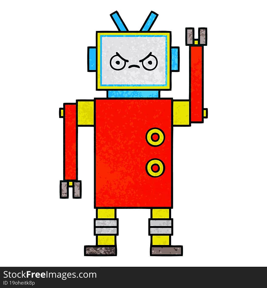 Retro Grunge Texture Cartoon Robot